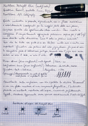 3B3D1C62-F353-4BB9-8E96-43B7D84A7AEA.jpeg (2.3 MiB) Visto 1150 volte Da non considerare il test del flusso con X sopra: ho riempito il quadretto facendo flettere il pennino e scaricando una quantità esagerata di inchiostro. Sta ad indicare solo che, quando il pennino lo richiede, il flusso è adeguato a mantenere un tratto pieno e bagnato