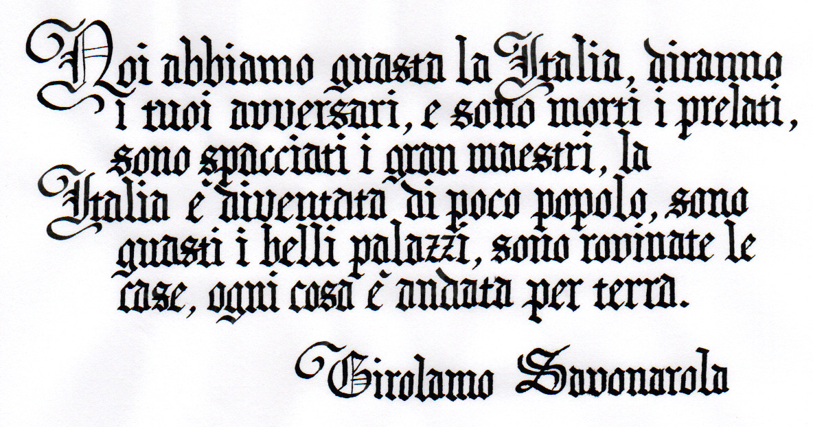 Savonarola - L'Italia sarà esempio eterno di sciagura e colpa - 1496