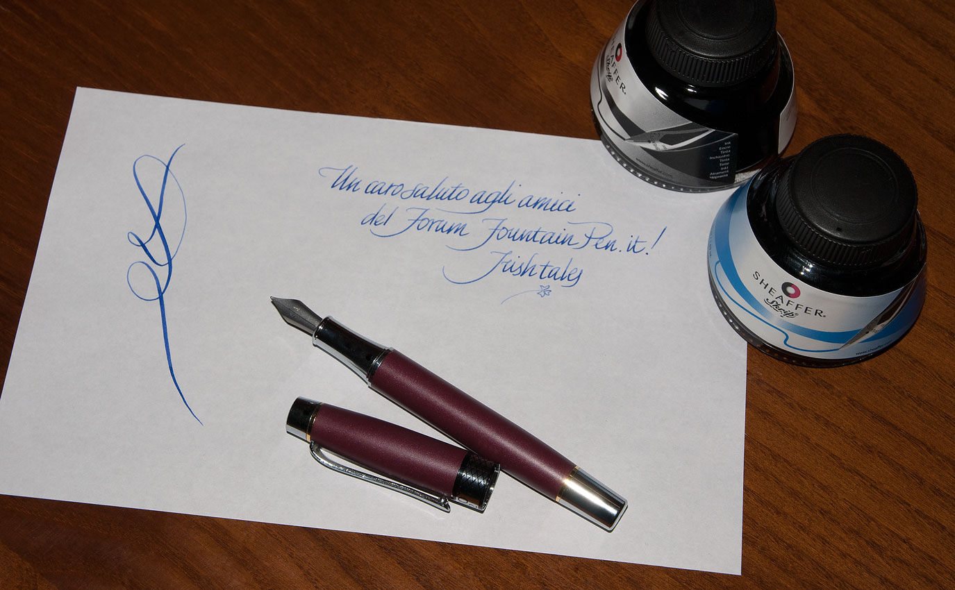 Hero 832 con pennino Serwex e Sheaffer Skrip blu.jpg