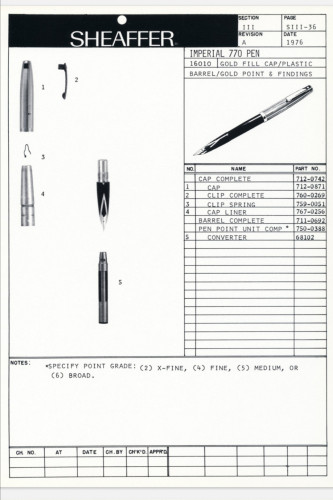manuale riparazione 1976 - sheaffer imperial 770.jpg (379.13 KiB) Visto 1319 volte scheda sheaffer imperial 770
