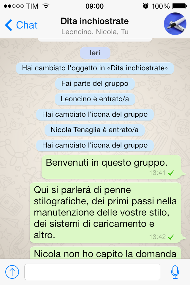 GRUPPO WHATSAPP &quot;DITA INCHIOSTRATE&quot; - Al momento 3 componenti