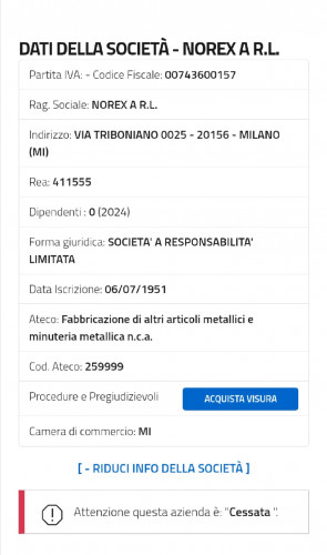 estratto camerale Norex.jpg (209.6 KiB) Visto 2630 volte estratto camerale Norex