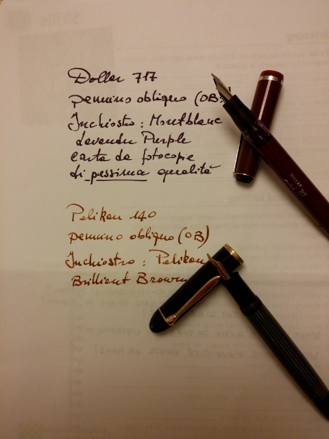 Tratto della 717 a confronto con quello di una Pelikan 140 "OB"