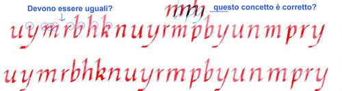 cancelleresca Florinda.jpg (207.03 KiB) Visto 4727 volte Errori che noto: la m dovrebbe essere più simile a due n attaccate invece la faccio sempre piuttosto stretta. Il corpo della b tendo a farlo più piccolo di quello della p mentre dovrebbero essere uguali, corretto?