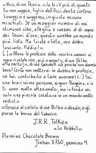 Diamine Chocolate Brown 3.jpg (537.12 KiB) Visto 5225 volte Prova su carta a quadretti di quaderno Cartorama Store, 90 gr.
