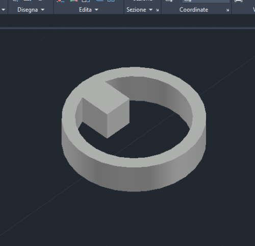 Disegno dell'anello con dentello con un programma CAD