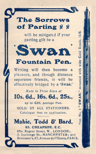 SWAN -Eyedropper size 1 - 1904-08. Harper's Monthly Magazine, n.651, pag.a
