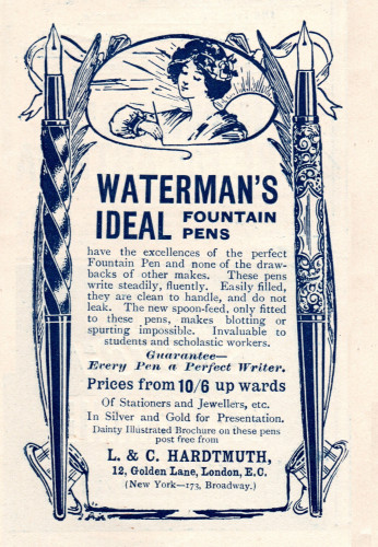 WATERMAN – 2x - 1904-09. Harper's Monthly Magazine, n.652, pag.7