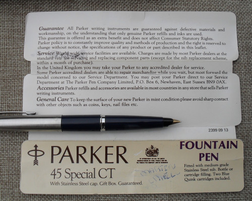 Parker 45 Special CT leaflet front - the pen is a Classic.jpg