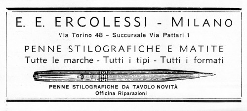 E.E. ERCOLESSI – 1933.10.29 – Matita meccanica Eversharp “Doric” 1a serie con military clip – L’Illustrazione Italiana – Anno LX, N. 44, pag. 628