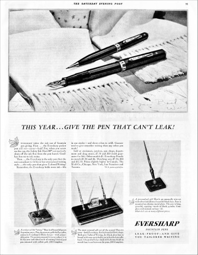 EVERSHARP - Doric II Ink Shut-off, Adjustable Point, set and Desk sets. 1935-12-14. The Saturday Evening Post, pag.91.jpg