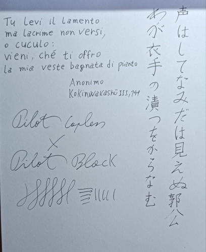 La carta è Pignastyl, La traduzione della poesia è di Sagiyama (2000).