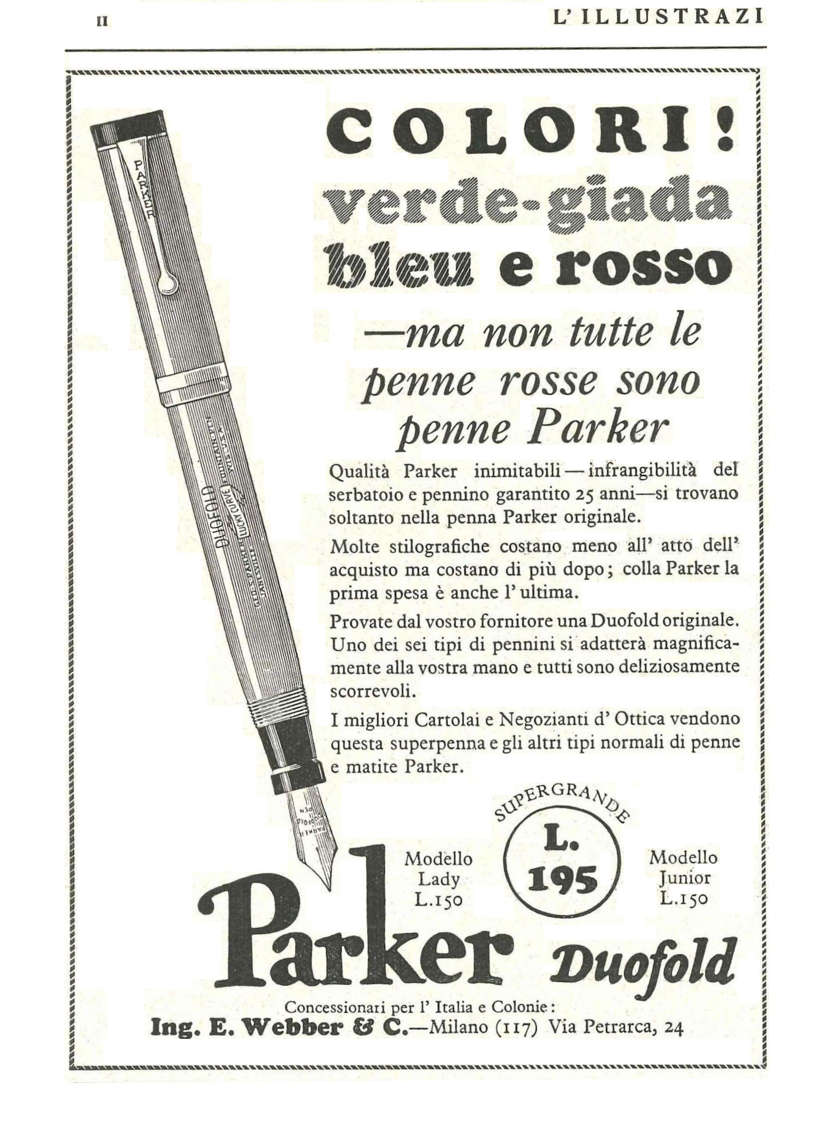 3. PARKER - Duofold - 1927-09-18. L'Illustrazione Italiana - Anno LIV - N.38, pag.II..jpg