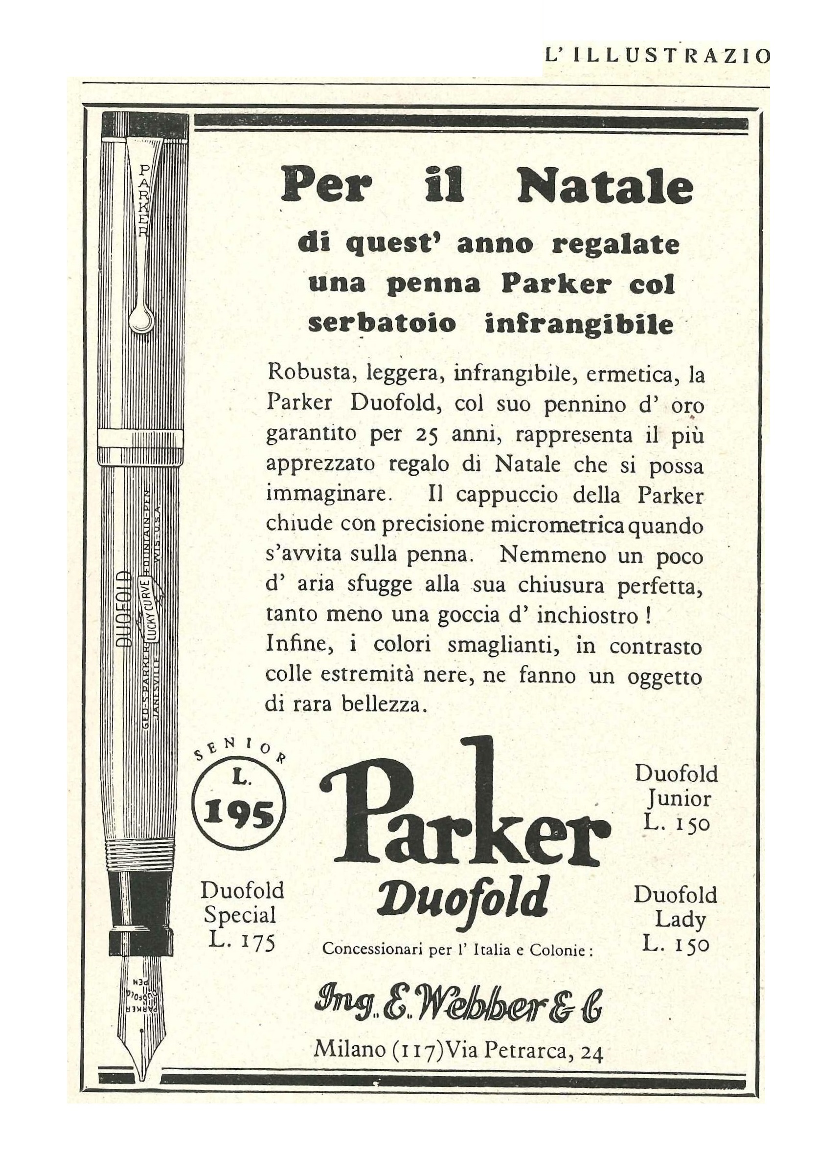 5. PARKER - Duofold - 1927-12-11. L'Illustrazione Italiana - Anno LIV - N.50, pag.V..jpg