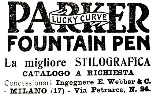 PARKER - Lucky Curve. 1921 e 1922. Illustrazione del Popolo - Anno I e II (ripetizioni)
