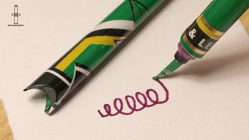 Green PauperPen with ColorSword nib - writing test 3.jpg