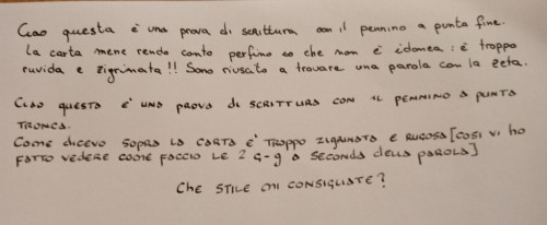 Prova con pennino tronco e non