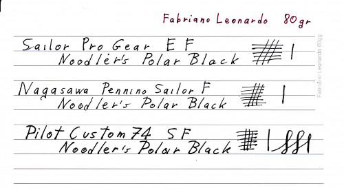scrittura sui carta Fabriano Leonardo 80 grammi fronte