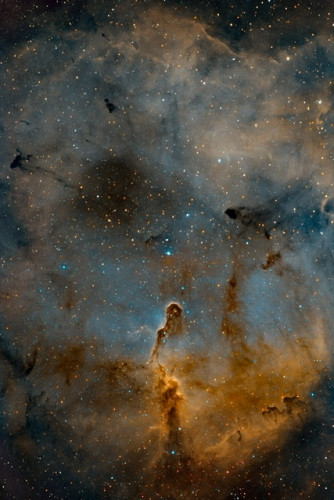 Nebulosa Proboscide d’elefante (IC1396) con colori falsi tipici del telescopio Hubble