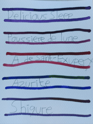 Colorverse &quot;Delicious Sleep&quot;, J. Herbin &quot;Poussière de Lune&quot;, Montblanc &quot;Antoine de Saint-Exupéry&quot;, Lamy &quot;Azurite&quot;, Sailor &quot;Shigure&quot;